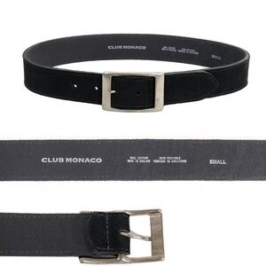 New CLUB MONACO Belt Suede Leather Black Sz. Small Made in England #B1359
